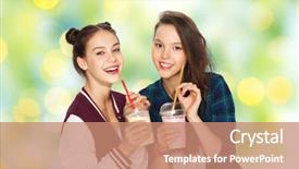  Presentation with green lights - Audience pleasing slides consisting of teenage girls drinking milk shake backdrop and a coral colored foreground