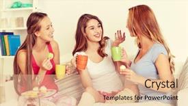  Presentation with tea party - PPT layouts enhanced with teenage girls drinking tea background and a lemonade colored foreground