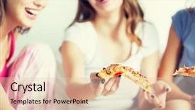  Presentation with pajama - PPT layouts enhanced with teenage girls eating pizza background and a lemonade colored foreground