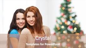 Presentation with christmas holidays - Amazing presentation theme having teenage girls hugging over living backdrop and a coral colored foreground