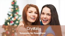  Presentation with christmas holidays - PPT theme with teenage girls hugging over living background and a coral colored foreground