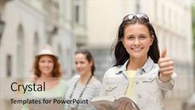  Presentation with city map - Theme consisting of teenage girls with city guide background and a coral colored foreground