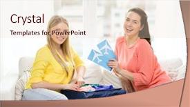  Presentation with ticket - Slide set enhanced with teenage girls with plane ticket background and a lemonade colored foreground