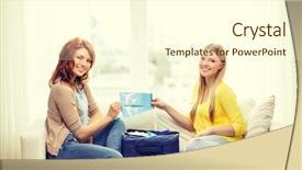  Presentation with friendship - Beautiful theme featuring teenage girls with plane ticket backdrop and a cream colored foreground
