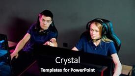  Presentation with computer network - PPT layouts enhanced with teenage-guy-pointing-at-screen background and a black colored foreground