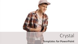  Presentation with stomach - PPT theme consisting of teenage-guy-suffering-from-stomach background and a light gray colored foreground