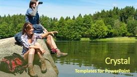  Presentation with teenage pregnancy philippine - Beautiful slide deck featuring teenage hikers birdwatching at lake backdrop and a tawny brown colored foreground