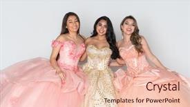  Presentation with teenage - Cool new PPT theme with teenage hispanic girls wearing quinceanera backdrop and a lemonade colored foreground