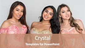  Presentation with group of girls - Beautiful slides featuring teenage hispanic girls wearing quinceanera backdrop and a coral colored foreground