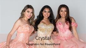  Presentation with teenage - Slide deck consisting of teenage hispanic girls wearing quinceanera background and a coral colored foreground