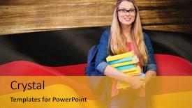  Presentation with library - Audience pleasing theme consisting of teenage identity - pretty student in the library backdrop and a gold colored foreground