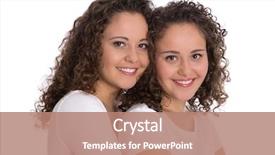  Presentation with two cute sisters playing - Presentation theme featuring teenage identity - real twin sisters portrait background and a coral colored foreground