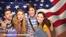  Presentation with college students - Colorful presentation design enhanced with teenage identity - students holding folders at college backdrop and a tawny brown colored foreground