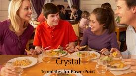  Presentation with restaurant family - Slides enhanced with milk - dirty table top with knocked background and a light gray colored foreground.