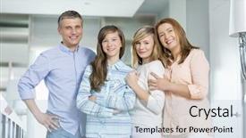  Presentation with family children - Presentation theme having teenage mother - portrait of happy family background and a light blue colored foreground