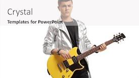  Presentation with electric guitar - Beautiful presentation theme featuring teenage-musician-with-an-electric backdrop and a white colored foreground