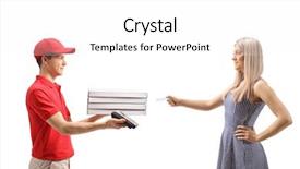  Presentation with delivery boy - Theme featuring teenage pizza delivery boy holding background and a white colored foreground