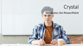  Presentation with teenage - Colorful PPT layouts enhanced with teenage scholar sitting by desk backdrop and a sky blue colored foreground