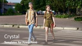  Presentation with teenage girl - Slide deck enhanced with teenage-schoolchildren-a-boy background and a gray colored foreground