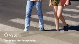  Presentation with teenage girl - Presentation theme enhanced with teenage-schoolchildren-a-boy background and a coral colored foreground