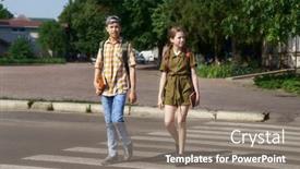  Presentation with teenage girl - Presentation theme featuring teenage-schoolchildren-a-boy background and a gray colored foreground