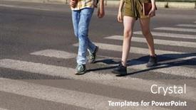  Presentation with pedestrian crossing - Presentation theme having teenage-schoolchildren-a-boy background and a gray colored foreground