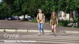  Presentation with teenage girl - Theme with teenage-schoolchildren-a-boy background and a gray colored foreground