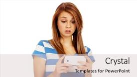  Presentation with teenage - Audience pleasing slides consisting of teenage shocked woman reading backdrop and a  colored foreground