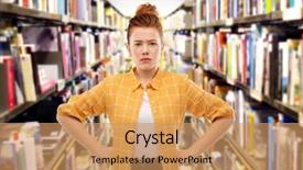  Presentation with teenage girl - PPT theme having teenage student girl in checker background and a coral colored foreground