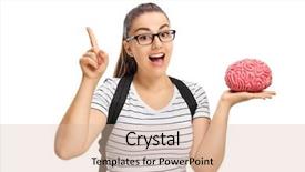  Presentation with teenage brain - PPT theme with education metaphor - teenage student holding a brain background and a lemonade colored foreground