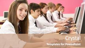  Presentation with computers - Presentation theme with obesity - large girl doing fitness exercises background and a sky blue colored foreground.