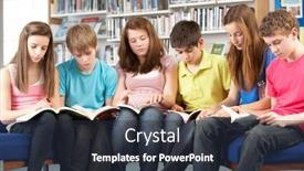  Presentation with teenage - Slides with teenage students in library reading books background and a tawny brown colored foreground