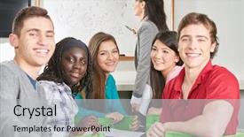  Presentation with math - Beautiful presentation design featuring teenage students in math backdrop and a light gray colored foreground