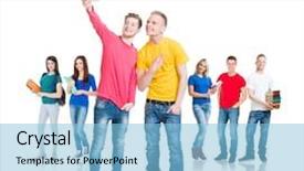  Presentation with racial group high school students - Cool new presentation with teenage students isolated on white backdrop and a  colored foreground