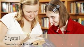  Presentation with geography - Slide deck enhanced with teenage students use a globe to learn geography background and a lemonade colored foreground