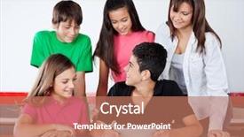  Presentation with digital university - Theme enhanced with teenage university students using digital background and a coral colored foreground