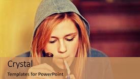  Presentation with being a single woman - Presentation theme consisting of teenage woman drinking beer background and a coral colored foreground