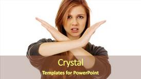  Presentation with road stop sign - Presentation having teenage woman making stop sign background and a tawny brown colored foreground