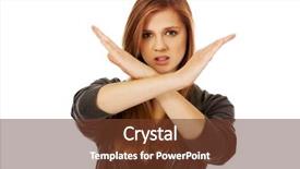  Presentation with stop - Colorful PPT layouts enhanced with teenage woman making stop sign backdrop and a tawny brown colored foreground