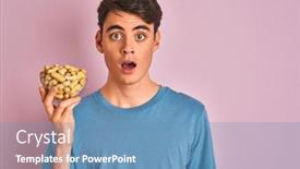  Presentation with bunch - Audience pleasing PPT theme consisting of teenager-boy-holding-a-bunch backdrop and a teal colored foreground