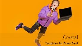  Presentation with bright yellow - PPT theme featuring teenager-boy-in-fashionable-bright background and a  colored foreground