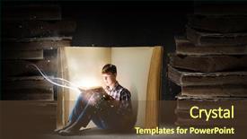  Presentation with jeans - PPT layouts featuring teenager boy in jeans background and a tawny brown colored foreground
