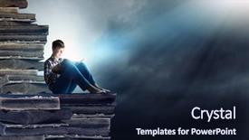  Presentation with literacy - PPT layouts with teenager boy in jeans background and a wine colored foreground