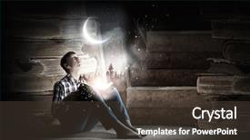  Presentation with literacy - Presentation enhanced with teenager boy in jeans background and a tawny brown colored foreground