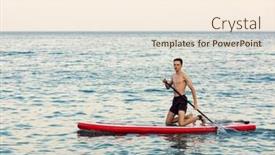  Presentation with kneeling - Colorful slide set enhanced with teenager-boy-learning-to-paddle backdrop and a cream colored foreground