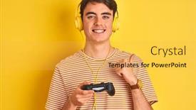  Presentation with video games playing - Audience pleasing presentation design consisting of teenager-boy-playing-video-games backdrop and a yellow colored foreground