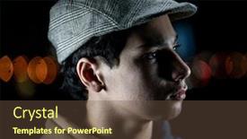  Presentation with night - Cool new slide deck with teenager-boy-portrait-at-night backdrop and a tawny brown colored foreground