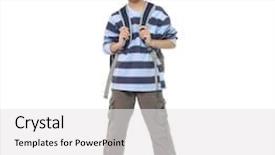  Presentation with handecap in school - Colorful presentation theme enhanced with teenager boy preparing to school backdrop and a white colored foreground