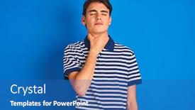  Presentation with sore throat - Slide deck having teenager-boy-wearing-casual-t background and a ocean colored foreground