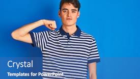  Presentation with standing strong - Beautiful presentation theme featuring teenager-boy-wearing-casual-t backdrop and a ocean colored foreground